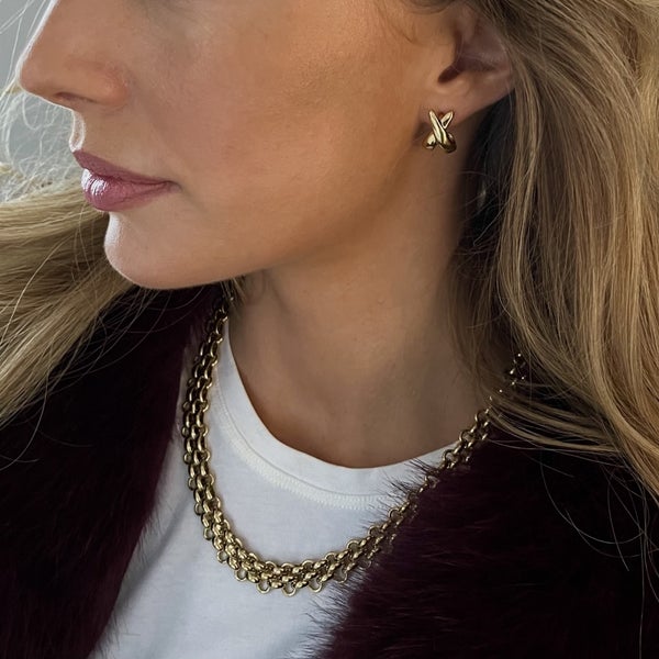 Cross Earring gold Bud To Rose