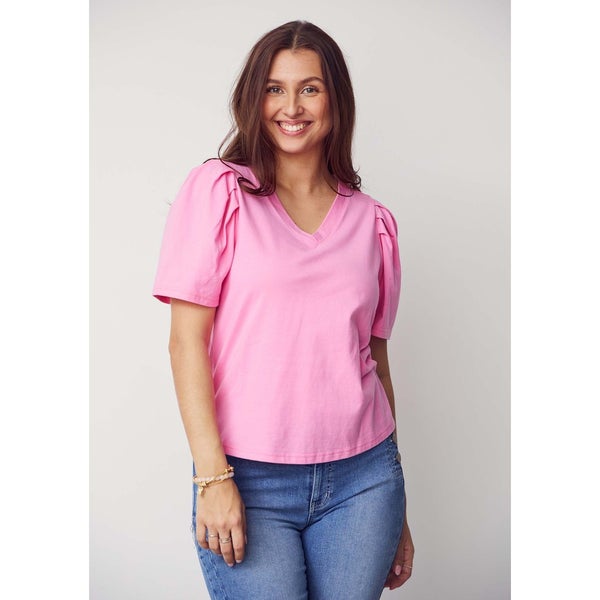Tinni V-Neck T-Shirt Hot Pink I Say