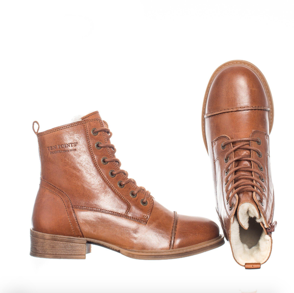 Pandora wool laced boots Cognac Ten Points