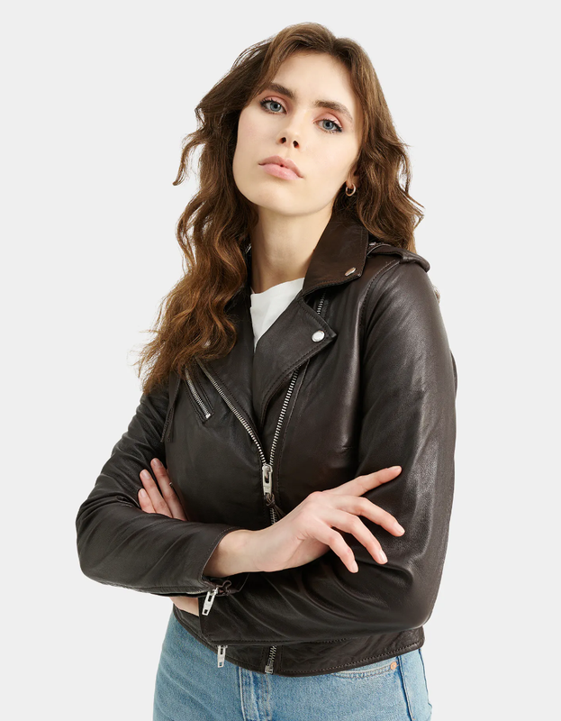 Nicole  nahkatakki Dark brown Rock and Blue